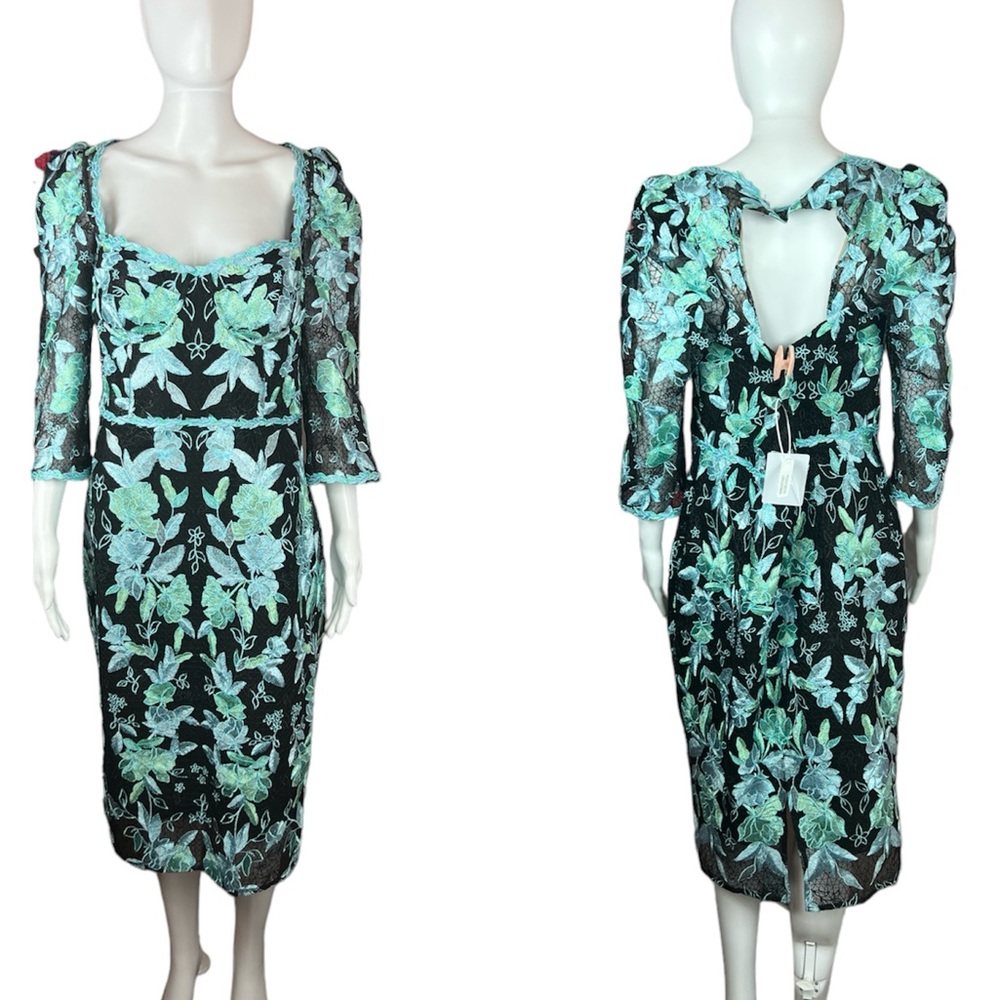 NWT Marchesa Note Cutout EmbroideredTulle Dress - Picture 7 of 16